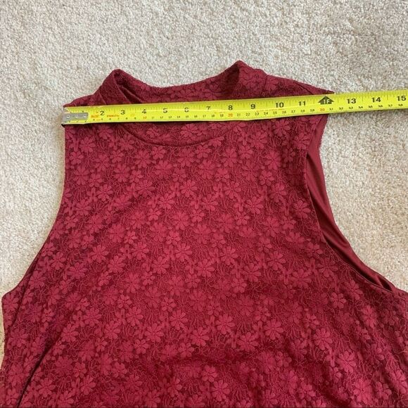 MAROON burgundy sleeveless lace dress size large - Picture 8 of 9